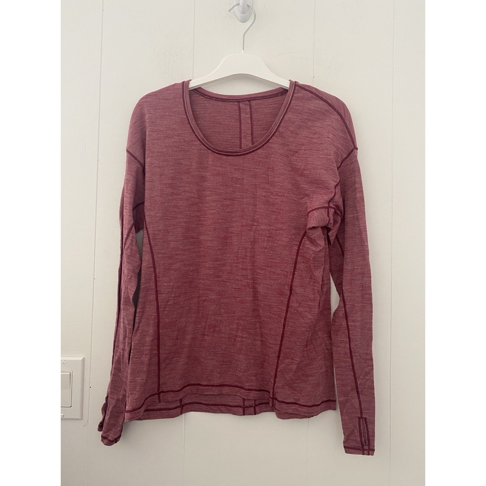Lululemon Swiftly Tech Long Sleeve Shirt Heathered Maroon Sz Small Thumb Holes